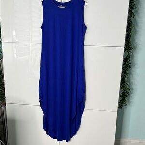 Blue Sleeveless Maxi Sheath Dress